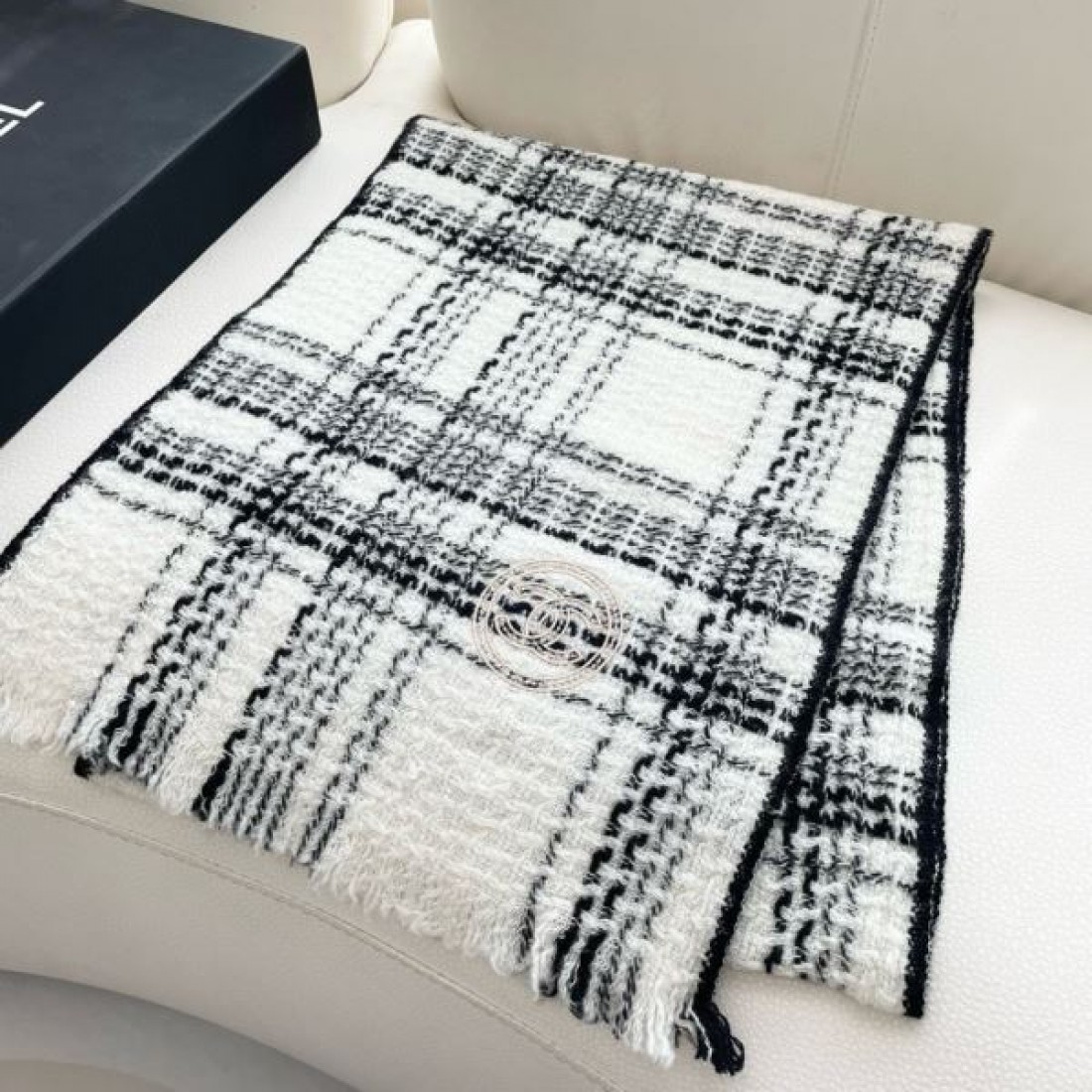 ミックスカラー CHANEL シャネル コピー ストール ピンク×ボルドー×グレーライン ニット織りデザイン 柔らかな巻き心地