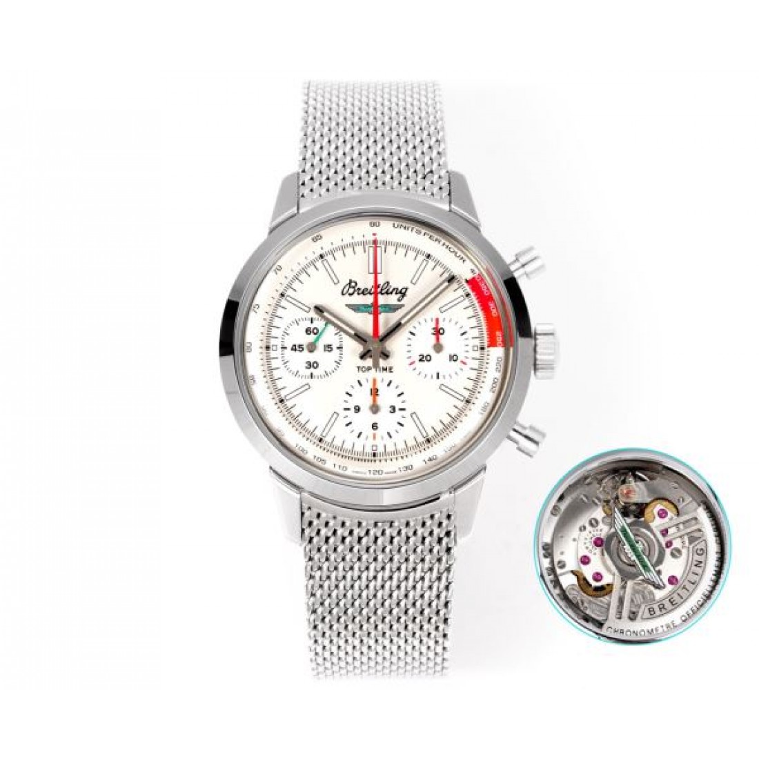 多眼フェイス メッシュブレス サイドボタン BREITLING ブライトリング コピー 腕時計 ラウンドケース クラシックスポーティー