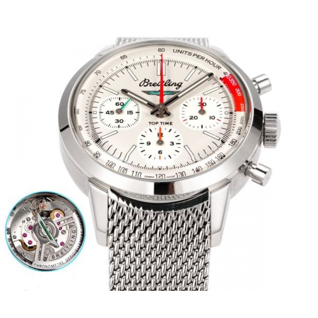 多眼フェイス メッシュブレス サイドボタン BREITLING ブライトリング コピー 腕時計 ラウンドケース クラシックスポーティー