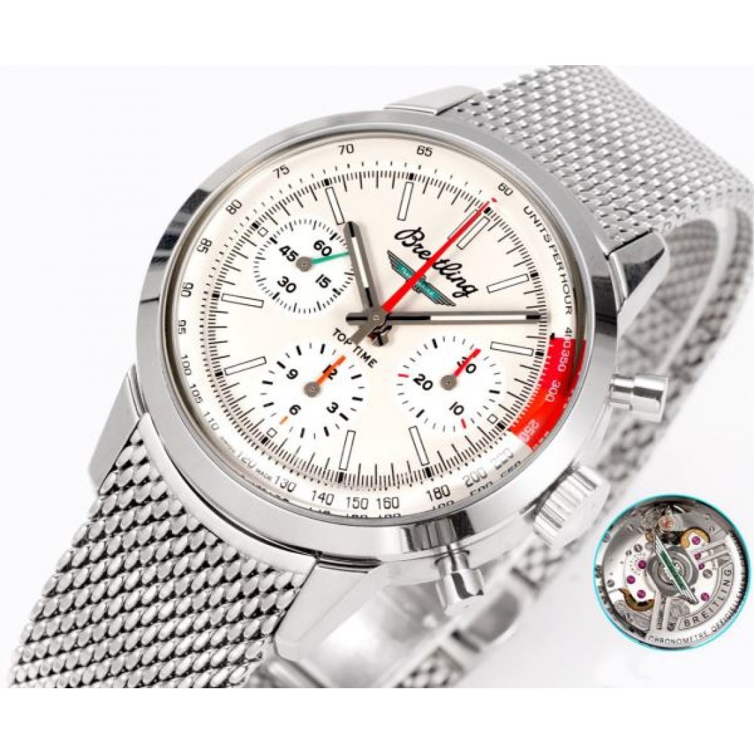 多眼フェイス メッシュブレス サイドボタン BREITLING ブライトリング コピー 腕時計 ラウンドケース クラシックスポーティー
