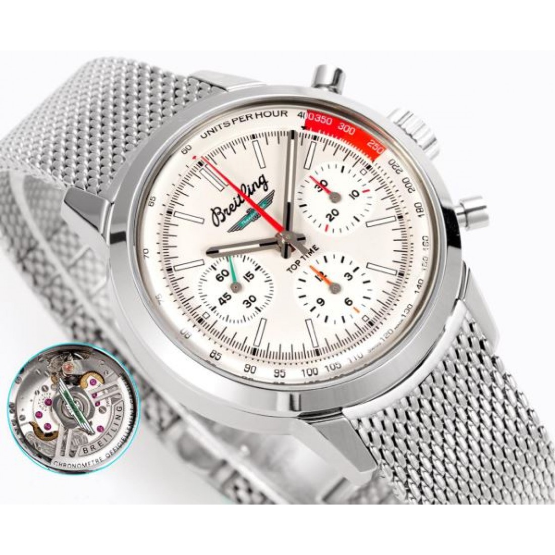 多眼フェイス メッシュブレス サイドボタン BREITLING ブライトリング コピー 腕時計 ラウンドケース クラシックスポーティー