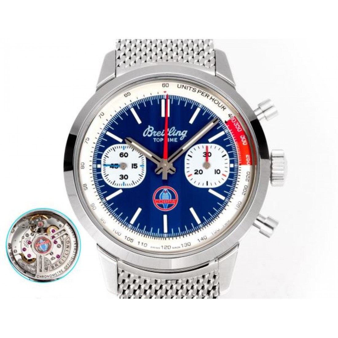 クロノグラフ調 メタルメッシュベルト 視認性インデックス BREITLING ブライトリング コピー 腕時計 立体ケース 注目度高め