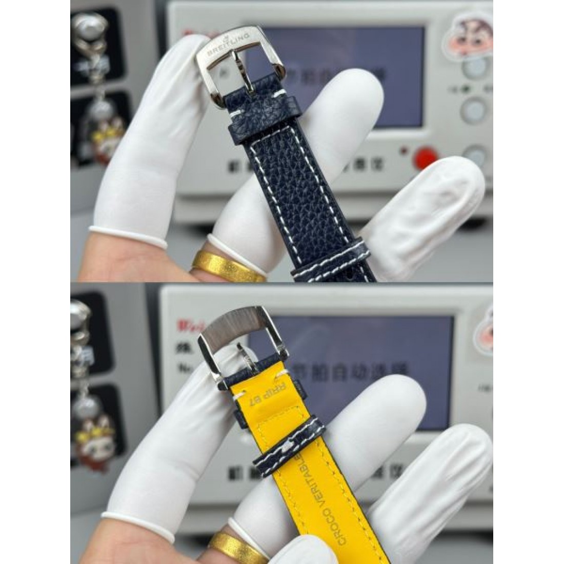 クロノグラフ風 レザーベルト 多眼ダイヤル BREITLING ブライトリング コピー 腕時計 パンチングストラップ クラシック映え 売れ筋候補