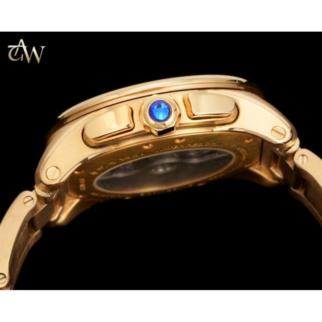 ピンクゴールド仕様 Cartier カルティエ コピー 腕時計 ホワイトダイヤル ローマンインデックス ムーンフェイズ ブラウンレザーストラップ