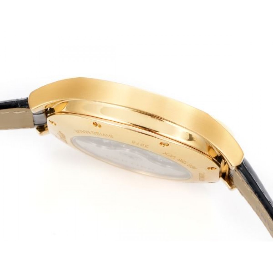ブルーダイヤル Cartier カルティエ コピー 腕時計 ローマ数字インデックス ムーンフェイズ表示 ステンレスケース ブラックレザーベルト
