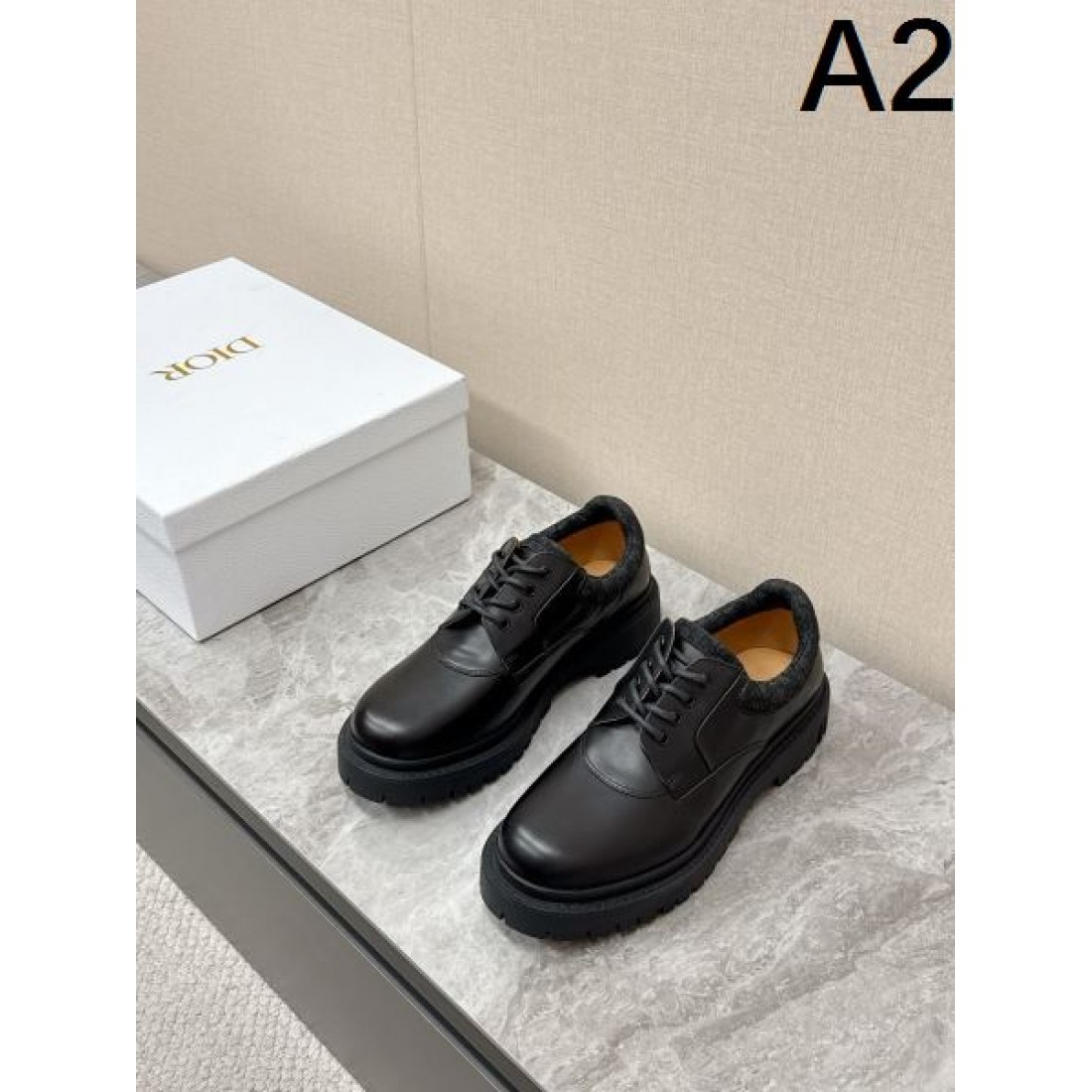 ヴィンテージ 高級感 DIOR ディオール コピー レースアップシューズ ダークブラウン×ブラック配色 グラデーション加工 厚底設計 クッション性良好 通勤スタイル