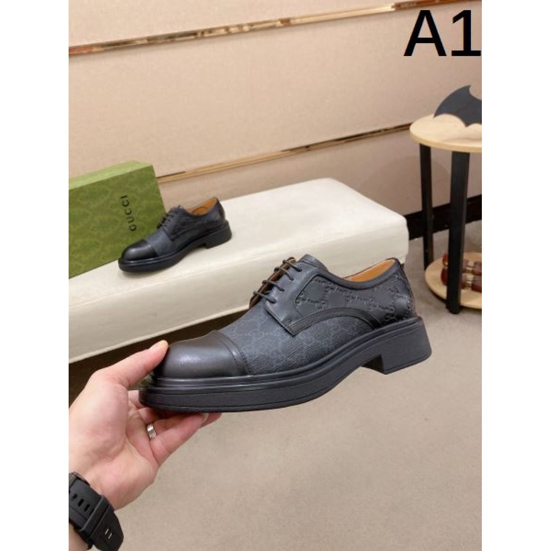 GGパターン キャップトゥ GUCCI グッチ コピー ダービーシューズ 厚底ソール モダンクラシック 存在感抜群