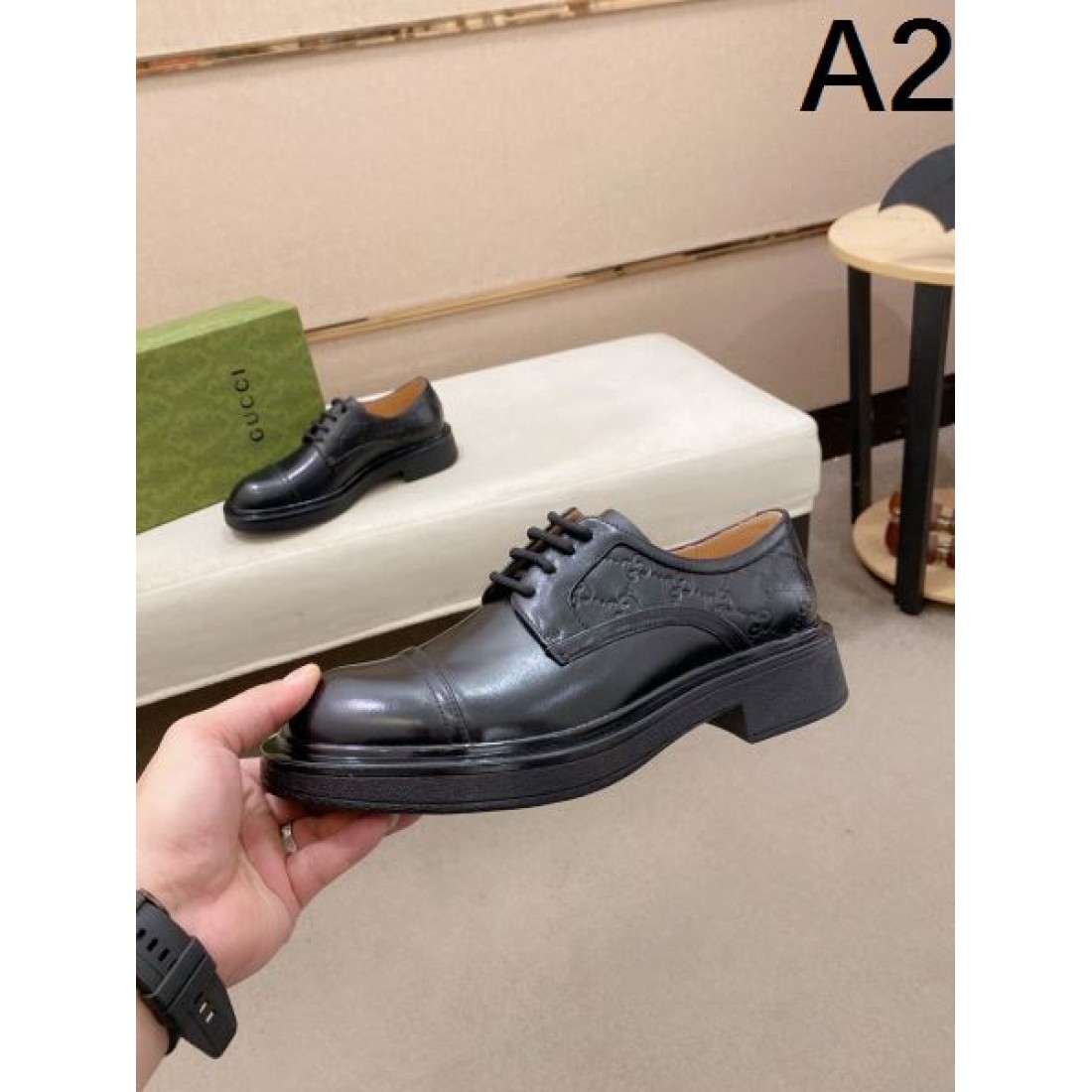 GGパターン キャップトゥ GUCCI グッチ コピー ダービーシューズ 厚底ソール モダンクラシック 存在感抜群