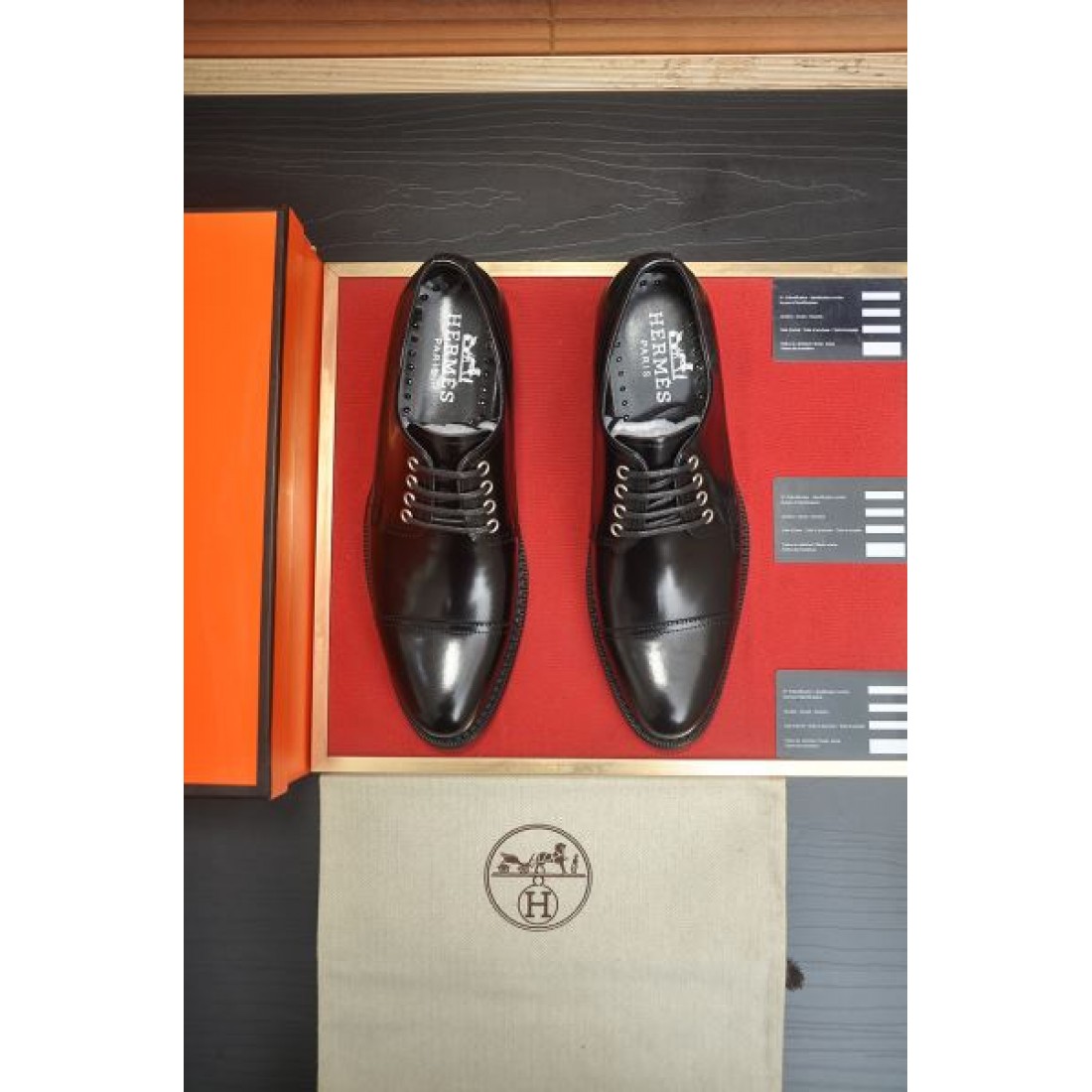 キャップトゥダービーシューズ グラデーション仕上げ HERMÈS エルメス コピー ダービーシューズ クラシック紳士靴 洗練フォルム 上質スタイル