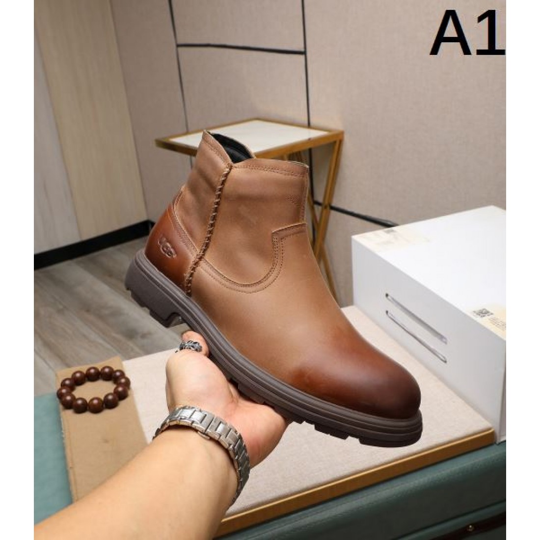 メンズ 本革調 防滑 ソフトレザー ショートブーツ UGG アグ コピー ブーツ クッション性 保温性 カジュアルシューズ