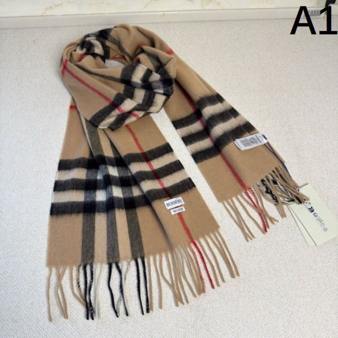 ヴィンテージ 高級感 BURBERRY バーバリー コピー マフラー キャメルブラウン×ブラックチェック レトロ格子柄 フリンジディテール 柔らか素材 秋冬コーデ