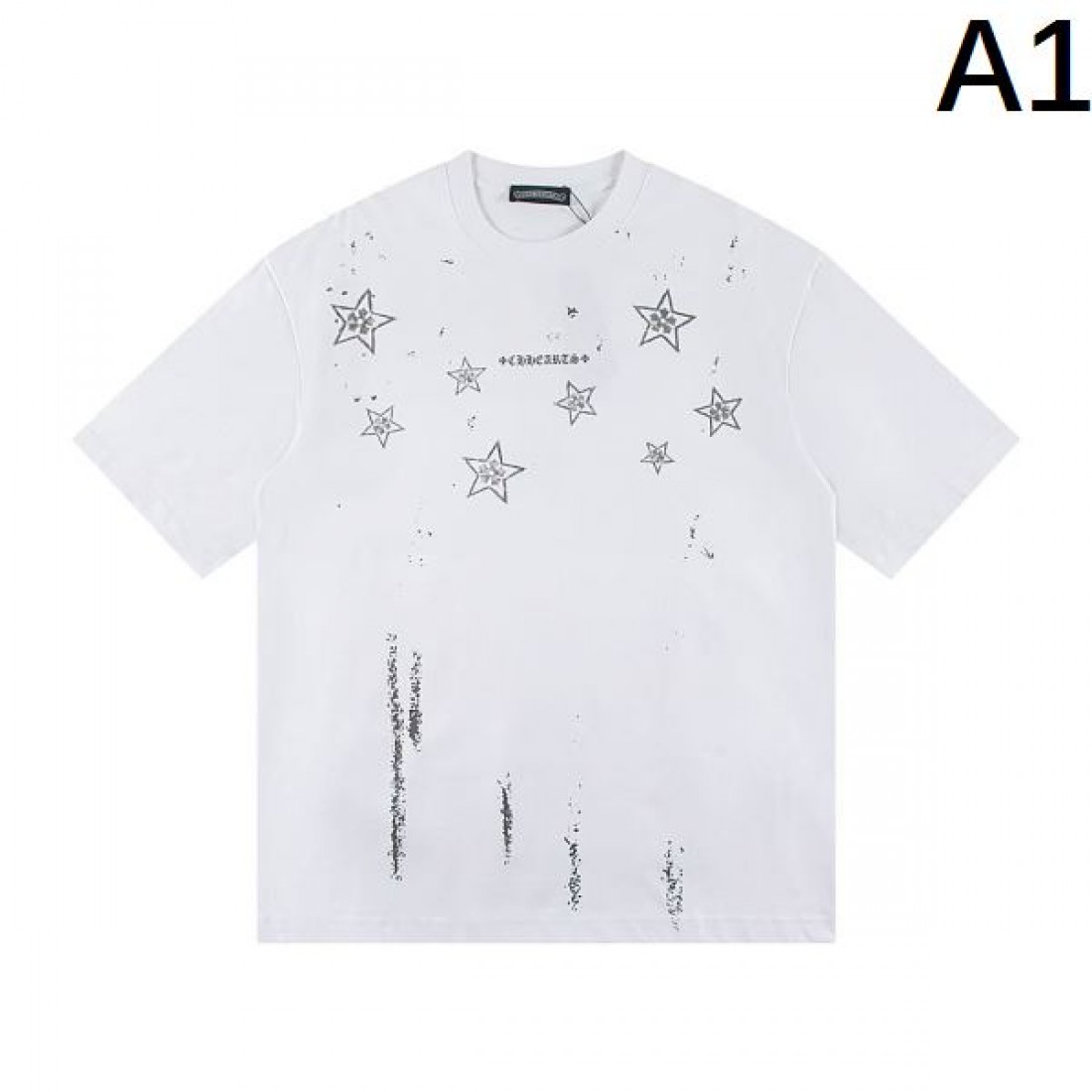 個性 CHROME HEARTS クロムハーツ コピー Tシャツ 半袖トップス スタープリント ラインストーン装飾 バックロゴデザイン コットン素材 ゆったりシルエット