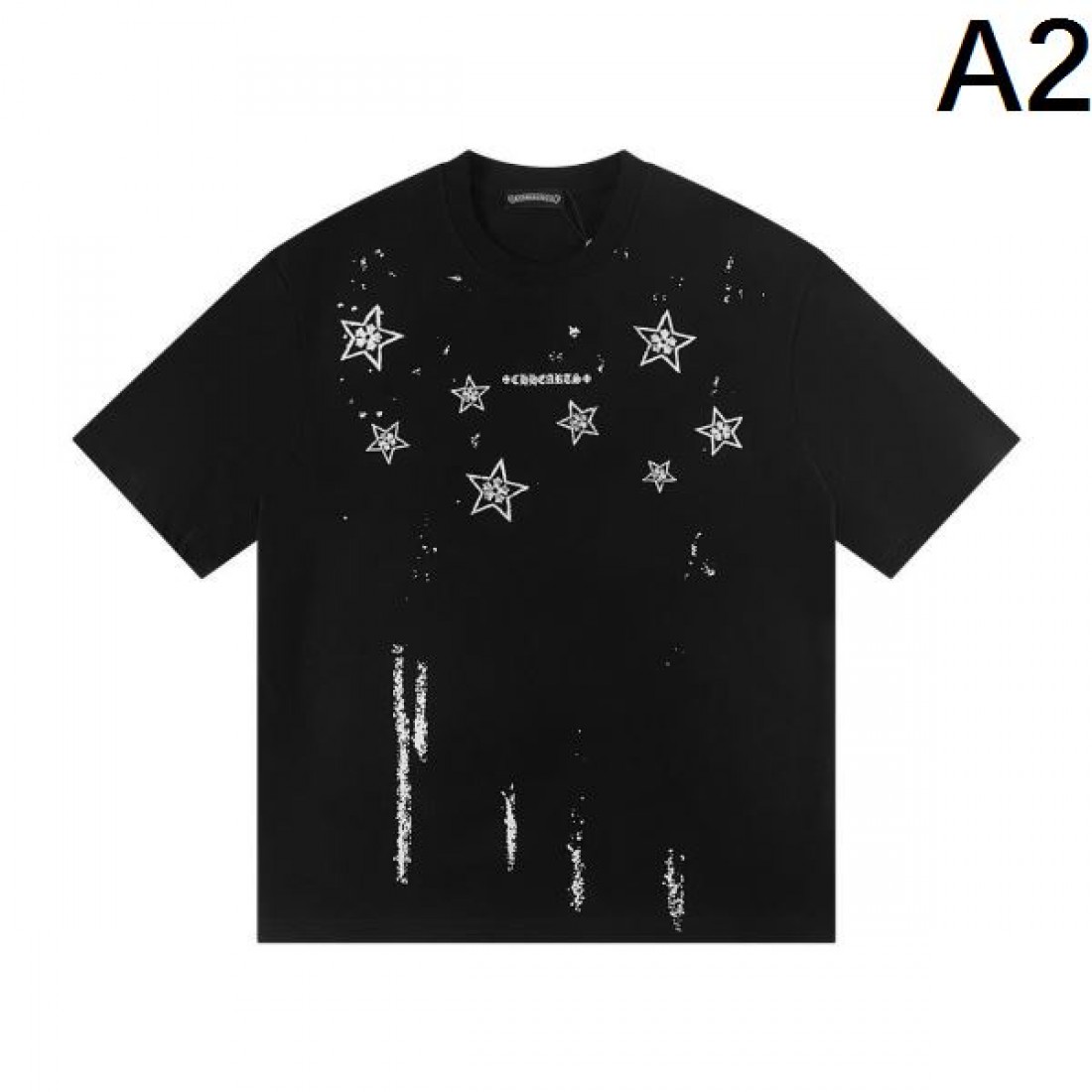 個性 CHROME HEARTS クロムハーツ コピー Tシャツ 半袖トップス スタープリント ラインストーン装飾 バックロゴデザイン コットン素材 ゆったりシルエット