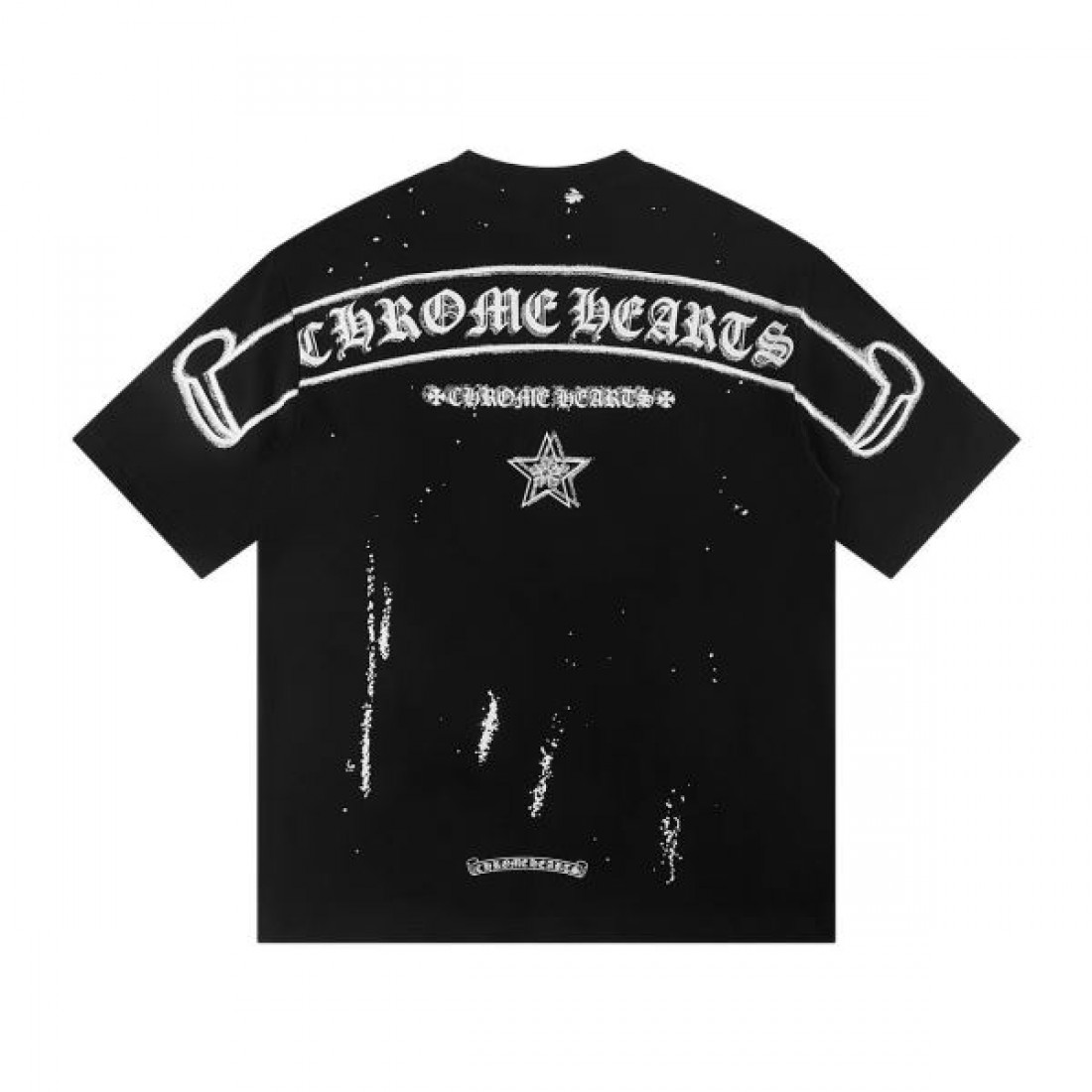 個性 CHROME HEARTS クロムハーツ コピー Tシャツ 半袖トップス スタープリント ラインストーン装飾 バックロゴデザイン コットン素材 ゆったりシルエット