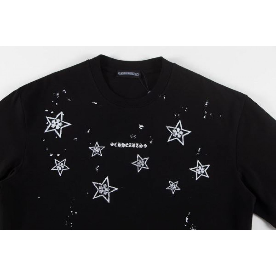 個性 CHROME HEARTS クロムハーツ コピー Tシャツ 半袖トップス スタープリント ラインストーン装飾 バックロゴデザイン コットン素材 ゆったりシルエット
