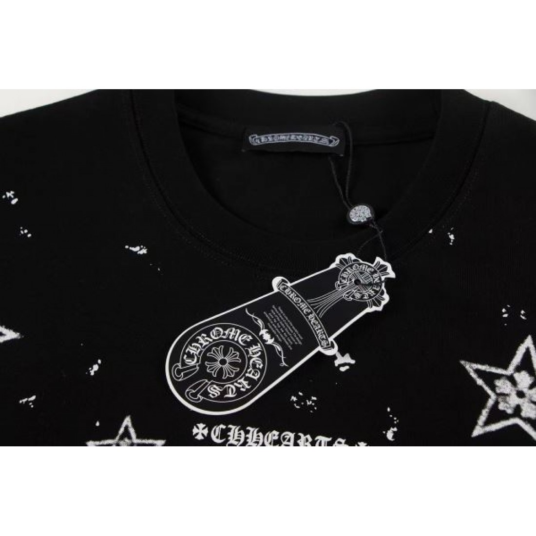 個性 CHROME HEARTS クロムハーツ コピー Tシャツ 半袖トップス スタープリント ラインストーン装飾 バックロゴデザイン コットン素材 ゆったりシルエット