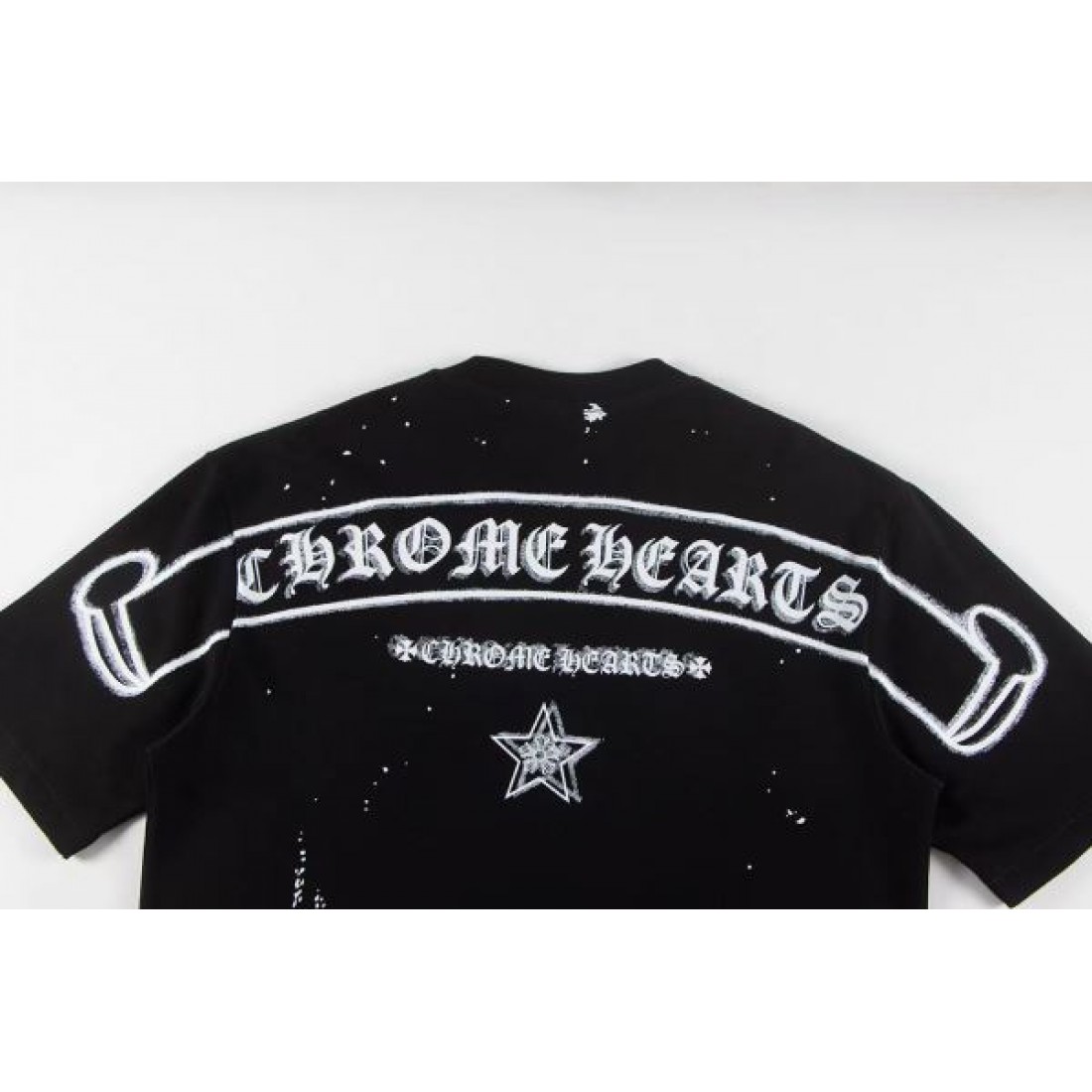 個性 CHROME HEARTS クロムハーツ コピー Tシャツ 半袖トップス スタープリント ラインストーン装飾 バックロゴデザイン コットン素材 ゆったりシルエット