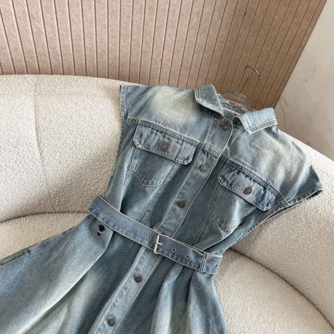 ディオール スーパーコピー  デニムシャツワンピース ウフレアライン ベルト付き レディース Dior ジュアル上品