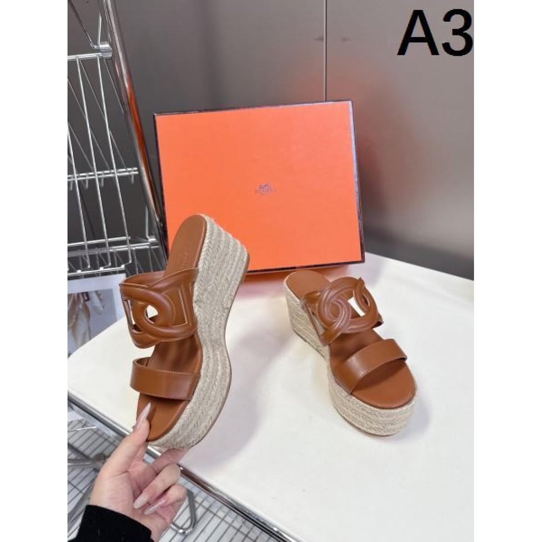 ウェッジソール Hモチーフ 厚底ミュール Hermès エルメス コピー サンダル レディース人気シューズ