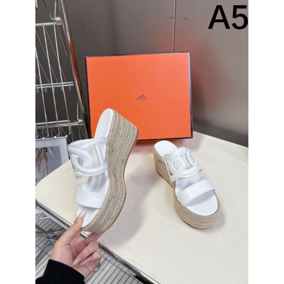 ウェッジソール Hモチーフ 厚底ミュール Hermès エルメス コピー サンダル レディース人気シューズ