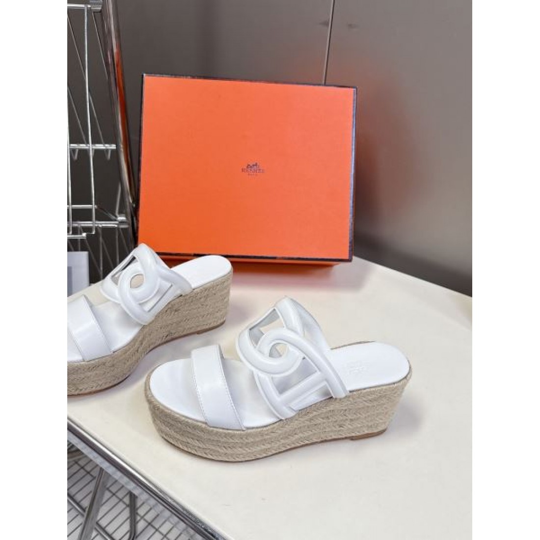 ウェッジソール Hモチーフ 厚底ミュール Hermès エルメス コピー サンダル レディース人気シューズ