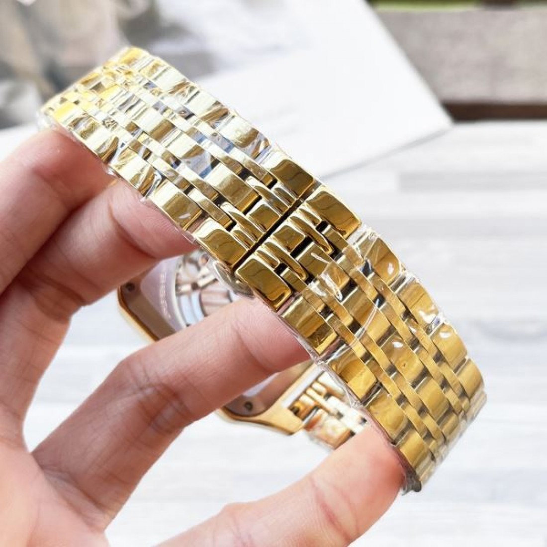 高級感 スケルトン Cartier カルティエ コピー 腕時計 自動巻き 機械式 スクエアケース ステンレスバンド シースルー文字盤 メンズウォッチ