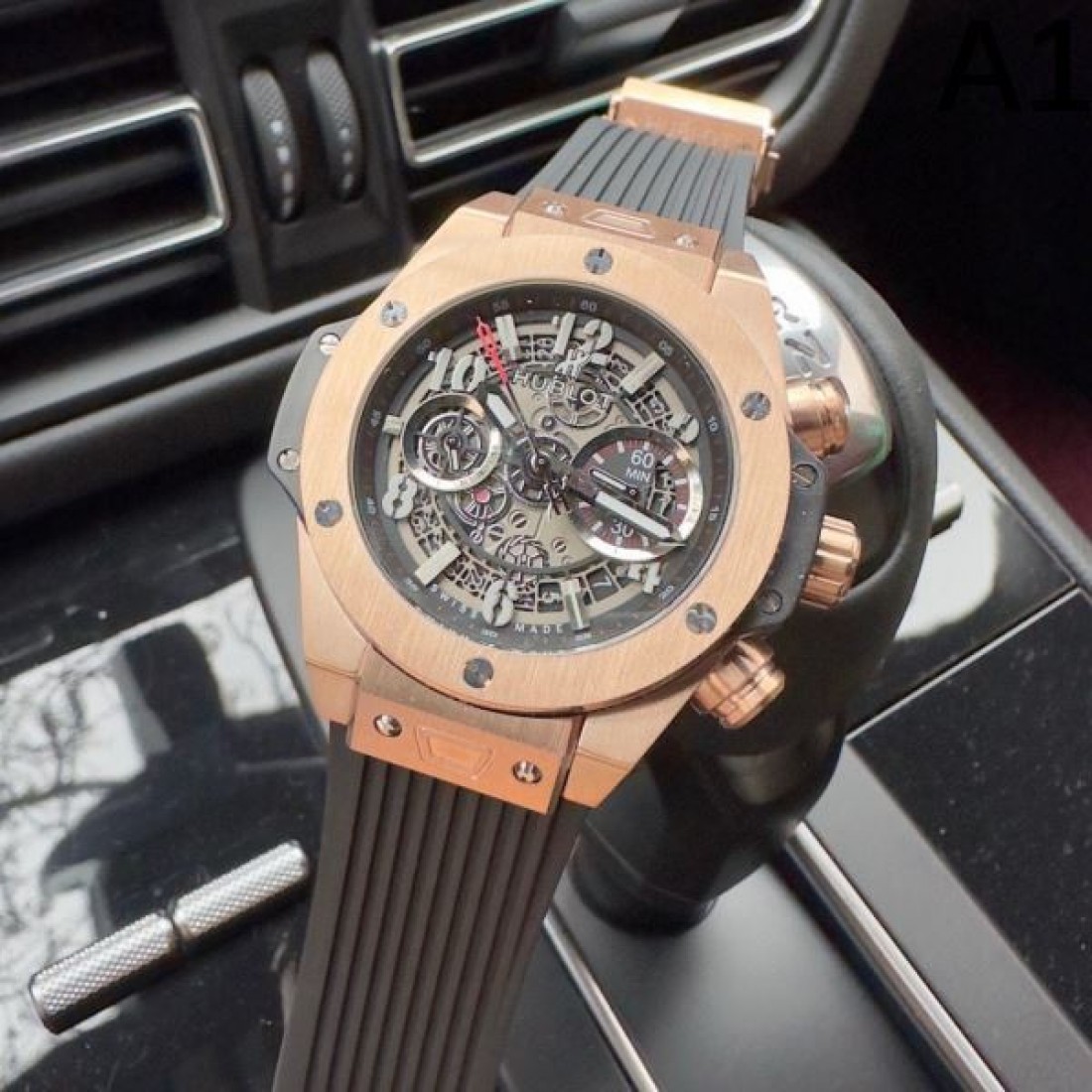 BIG BANG ビッグバン スケルトンダイヤル クロノグラフ 激安 HUBLOT ウブロ コピー 腕時計 ラバーベルト 自動巻き メンズ