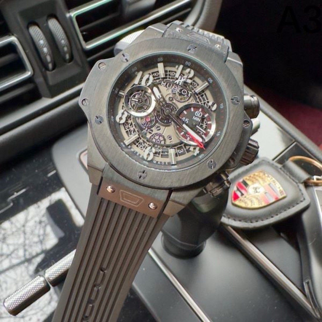 BIG BANG ビッグバン スケルトンダイヤル クロノグラフ 激安 HUBLOT ウブロ コピー 腕時計 ラバーベルト 自動巻き メンズ