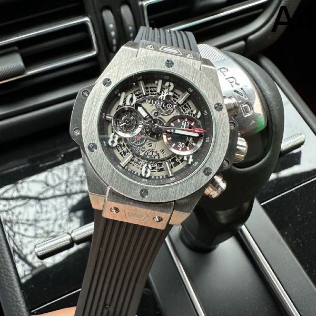 BIG BANG ビッグバン スケルトンダイヤル クロノグラフ 激安 HUBLOT ウブロ コピー 腕時計 ラバーベルト 自動巻き メンズ