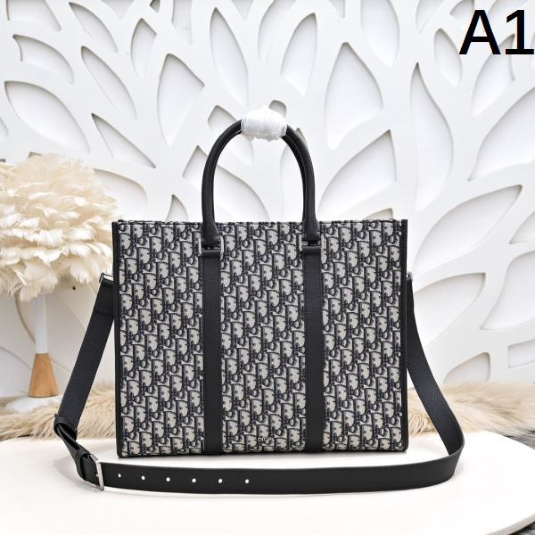 ビジネス 上品 Dior ディオール コピー トートバッグ オブリーク柄 キャンバス×レザー 縦型フォルム ハンド＋ショルダー2WAY 大容量収納 通勤対応