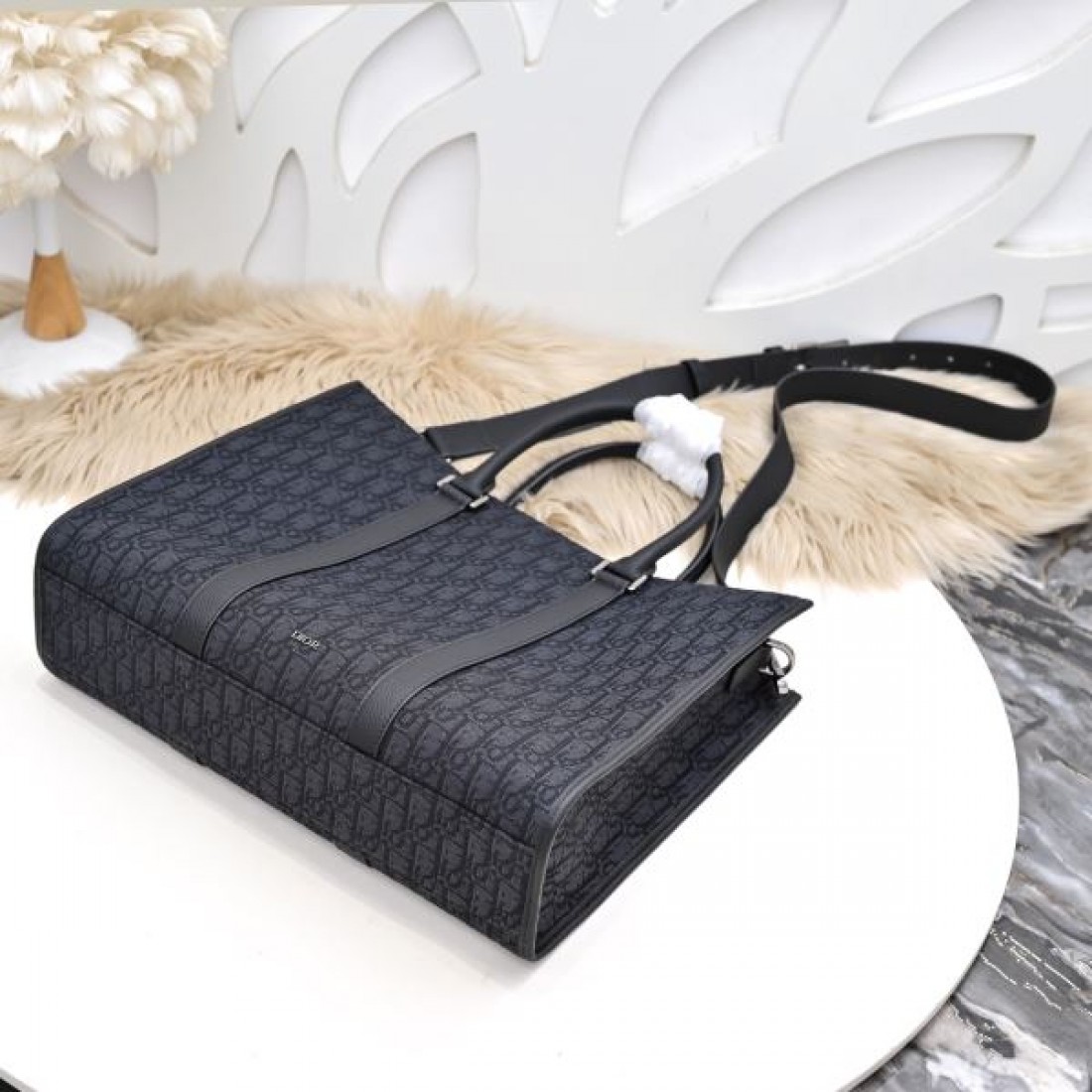 ビジネス 上品 Dior ディオール コピー トートバッグ オブリーク柄 キャンバス×レザー 縦型フォルム ハンド＋ショルダー2WAY 大容量収納 通勤対応