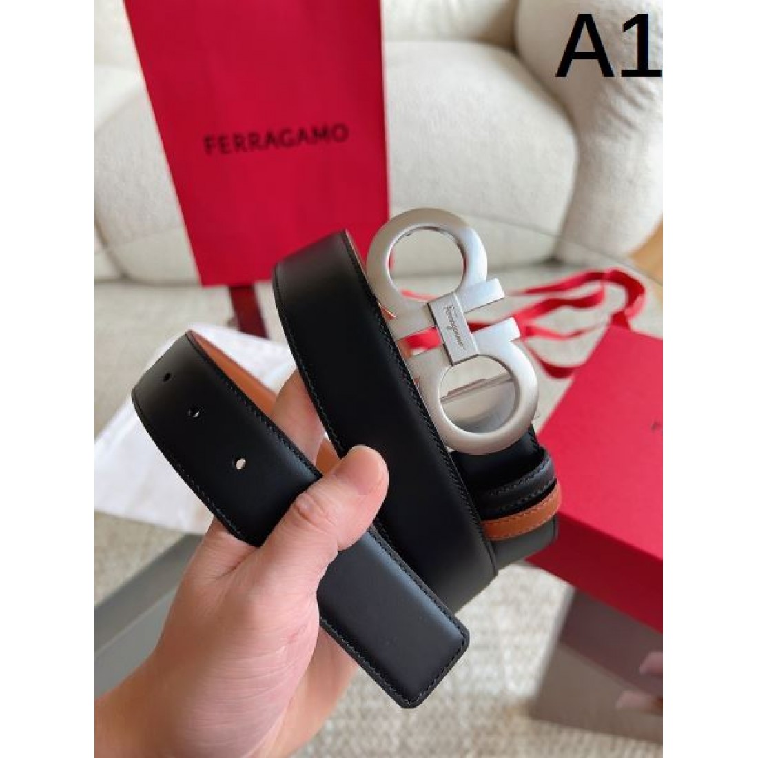 シンプル ダブルリング調バックル Ferragamo フェラガモ コピー ベルト 韓国ファッション