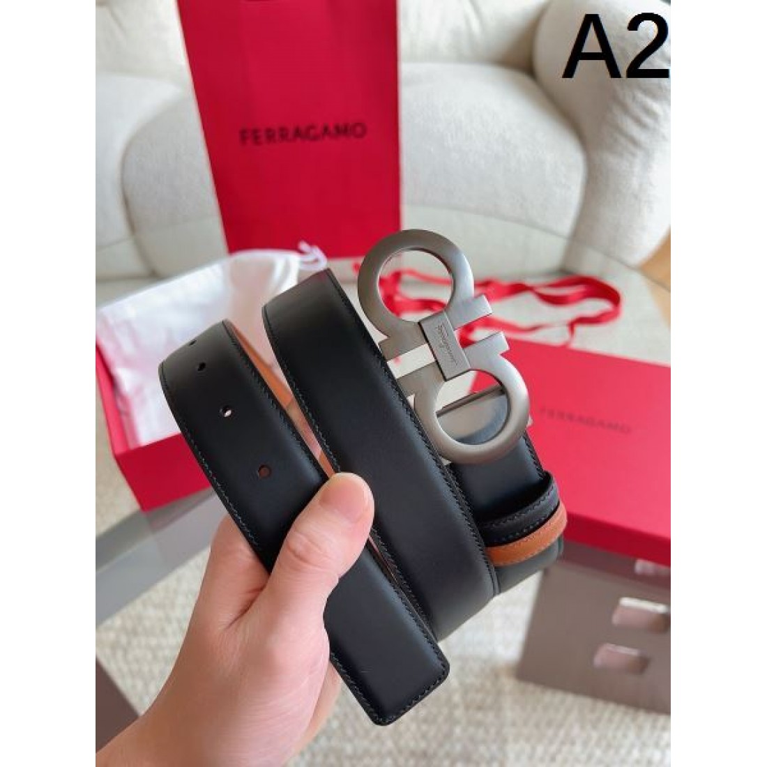 シンプル ダブルリング調バックル Ferragamo フェラガモ コピー ベルト 韓国ファッション