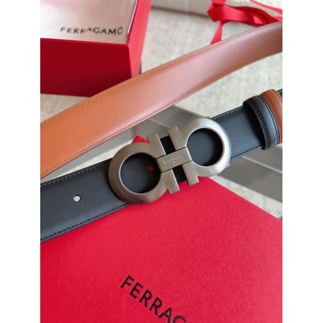 シンプル ダブルリング調バックル Ferragamo フェラガモ コピー ベルト 韓国ファッション