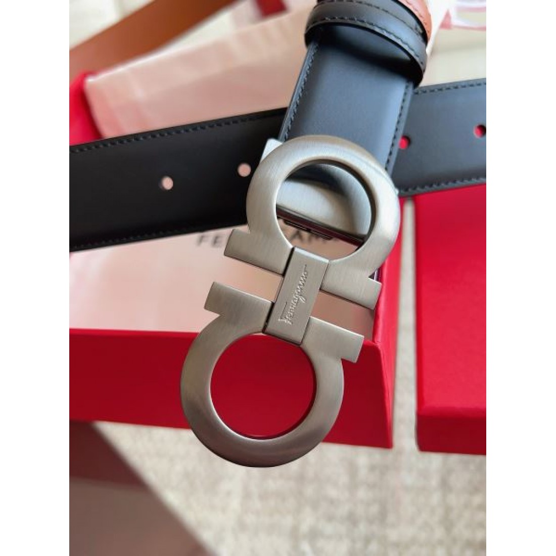 シンプル ダブルリング調バックル Ferragamo フェラガモ コピー ベルト 韓国ファッション