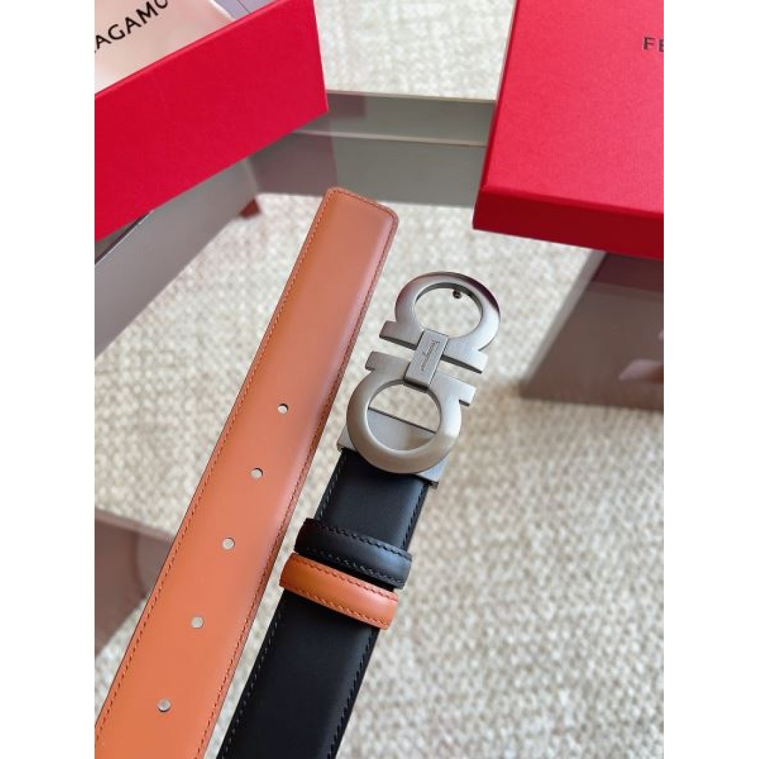 シンプル ダブルリング調バックル Ferragamo フェラガモ コピー ベルト 韓国ファッション