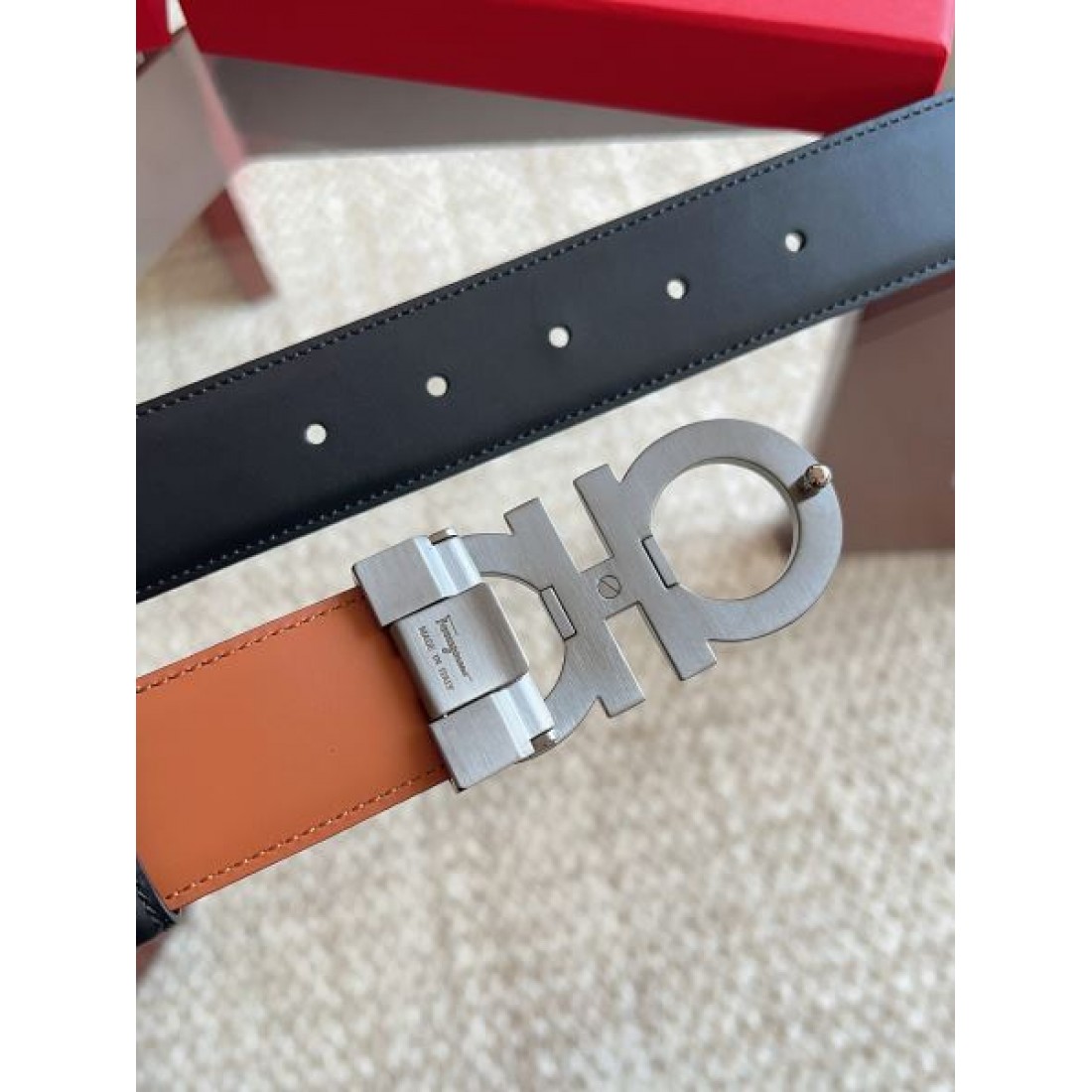 シンプル ダブルリング調バックル Ferragamo フェラガモ コピー ベルト 韓国ファッション