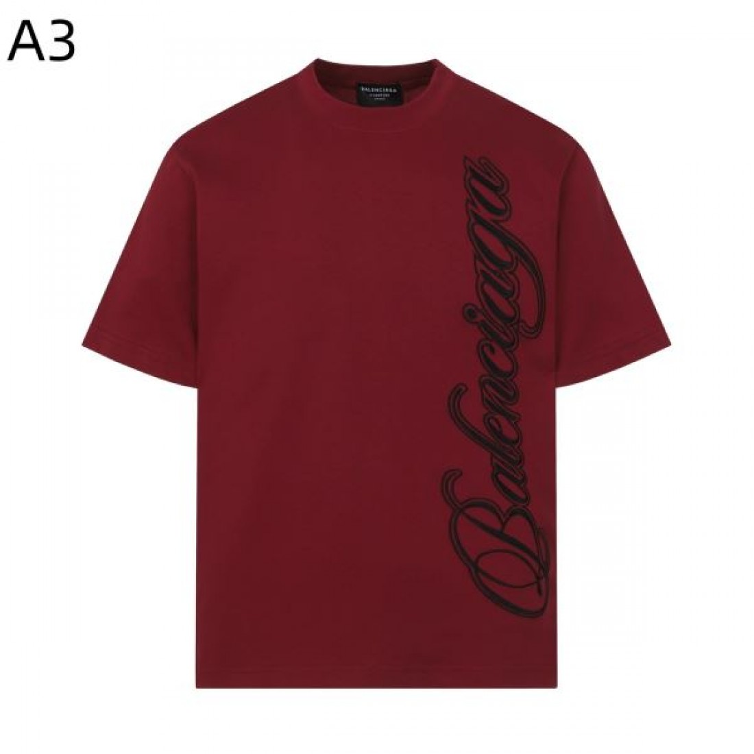 サイドロゴ BALENCIAGA バレンシアガ コピー Tシャツ ブラックカラー 筆記体デザイン 半袖仕様 ストリートスタイル向け