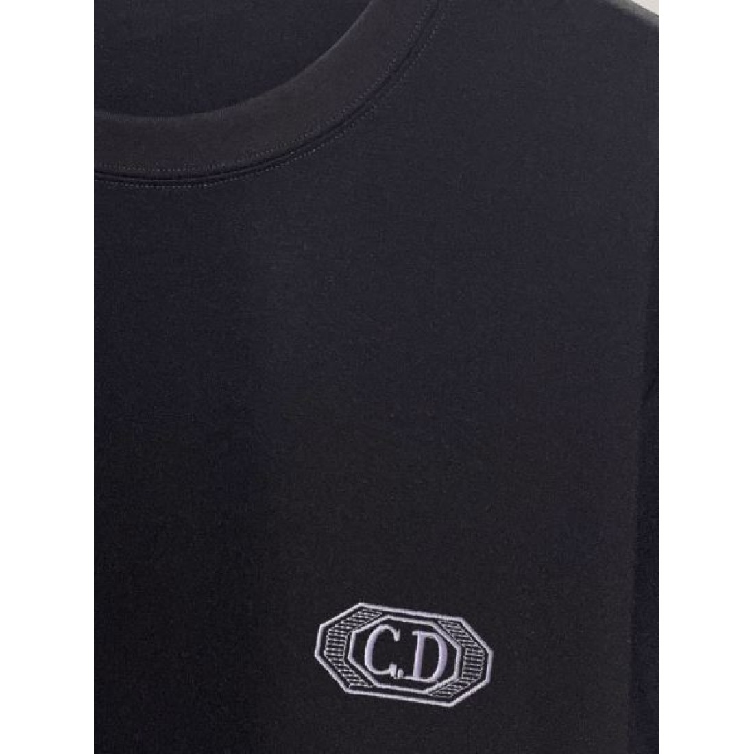 ネックタグアクセント Dior ディオール コピー 半袖Tシャツ ブラックベース ミニロゴ入り モードカジュアルスタイル向け