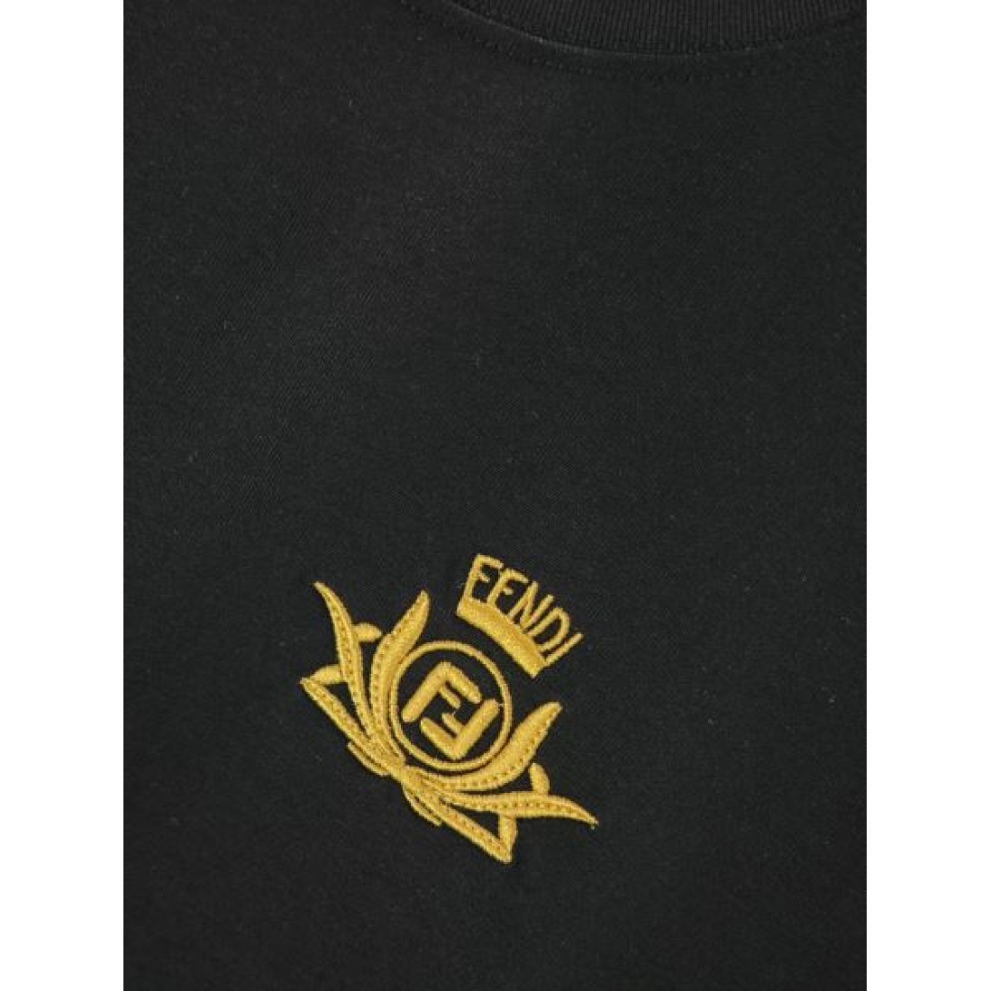 ビッグロゴ FENDI フェンディ コピー Tシャツ ブラックカラー イエロープリント 半袖デザイン インパクトある仕上がり