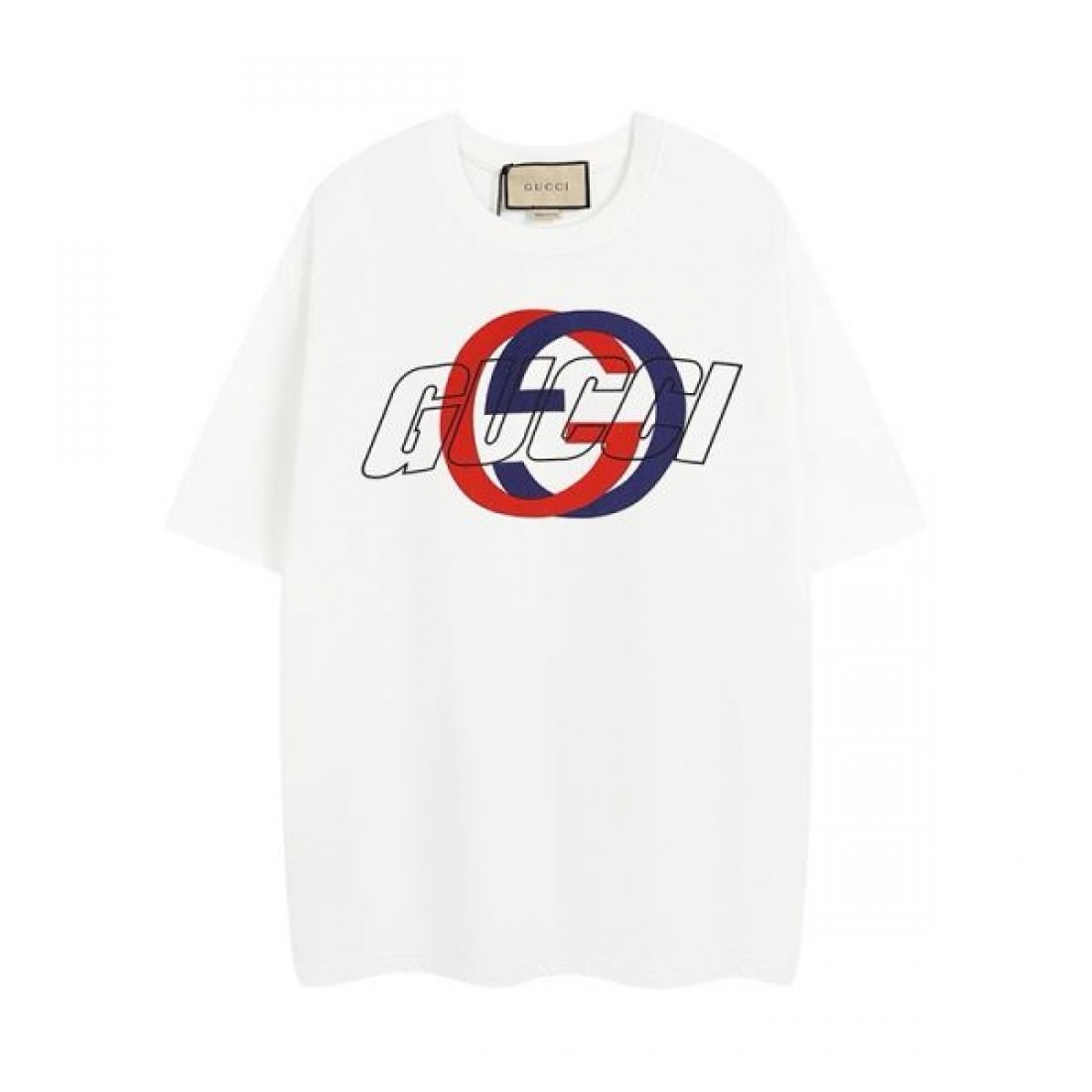 スプレーGGロゴ GUCCI グッチ コピー Tシャツ ホワイトカラー ブラックグラフィック 半袖デザイン モード感ある仕上がり