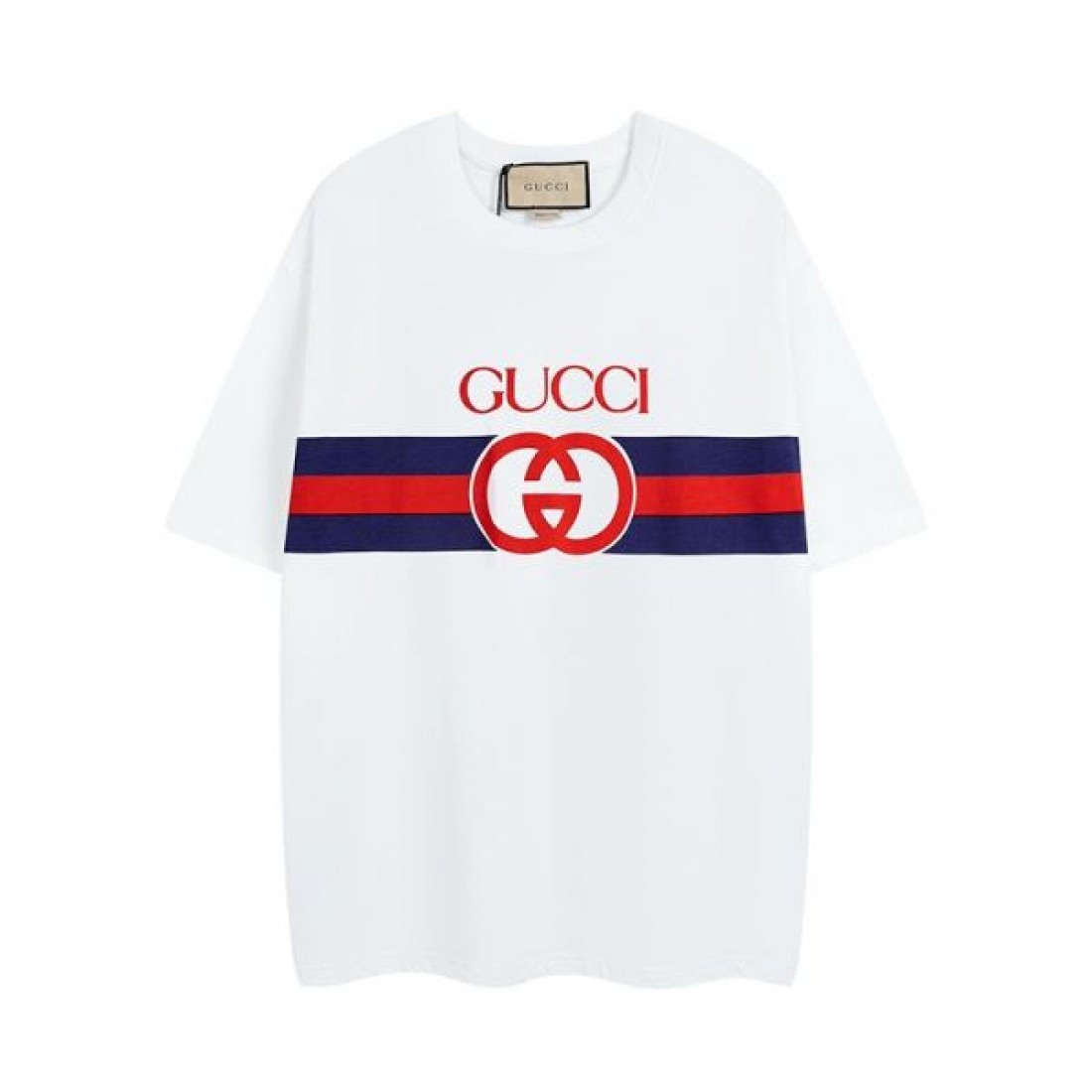 モノトーン構成 GUCCI グッチ コピー Tシャツ ホワイト×ブラック配色 ダブルGロゴ ゆったりシルエット仕様