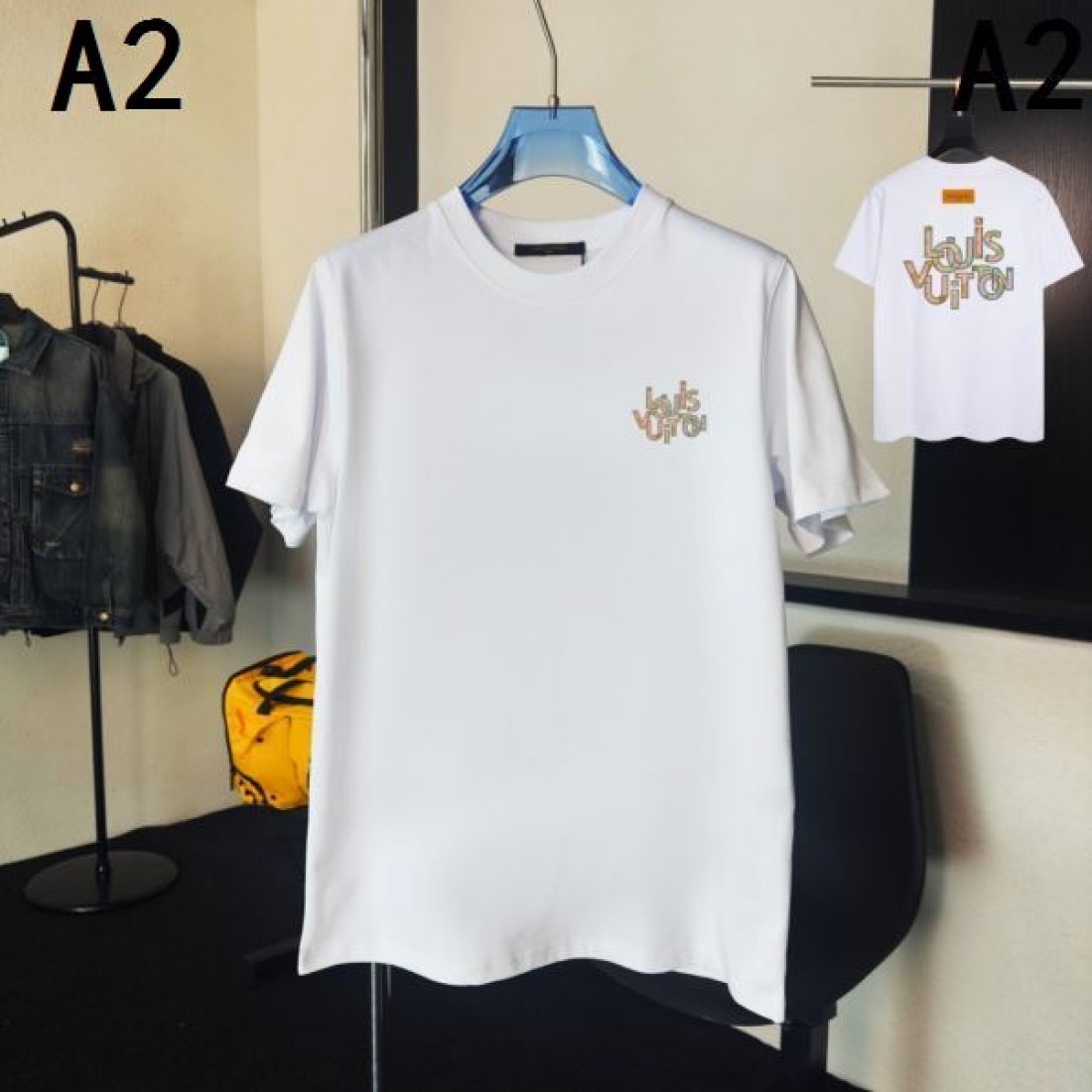グラフィックロゴ仕様 LOUIS VUITTON ルイヴィトン コピー 半袖Tシャツ ブラック×ブラウン配色 フロントデザイン デイリーコーデ対応