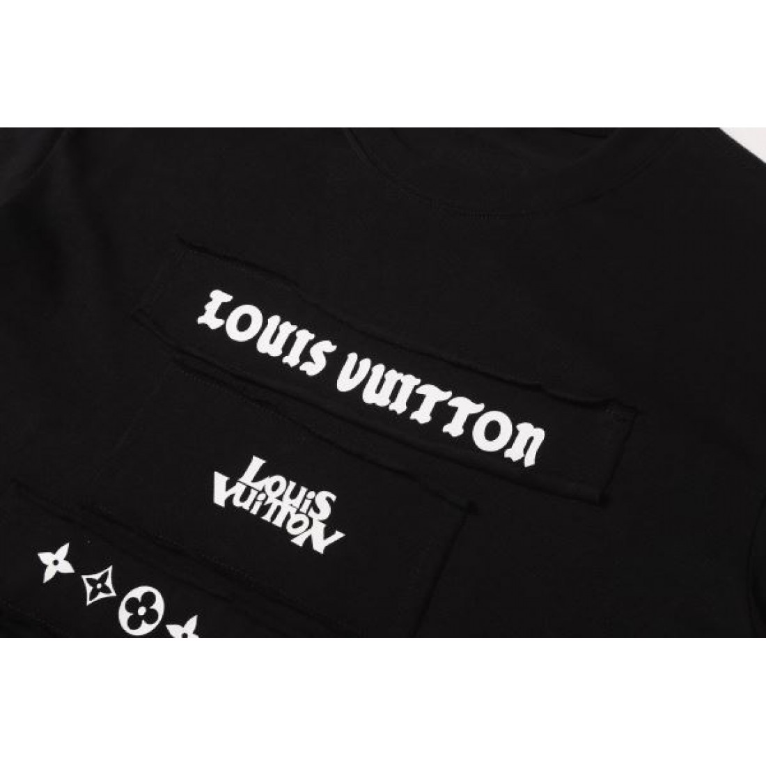 サークルグラフィック LOUIS VUITTON ルイヴィトン コピー カットソー ホワイトカラー マルチカラー刺繍 コットン素材 カジュアル向け