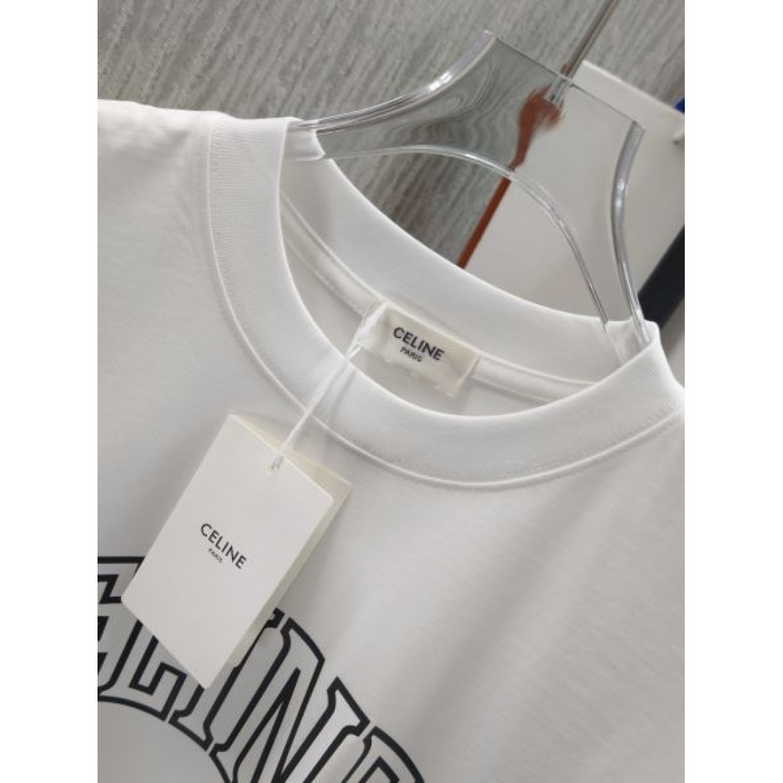 アーチロゴ プリント 半袖 クルーネック CELINE セリーヌ コピー Tシャツ カジュアル トップス