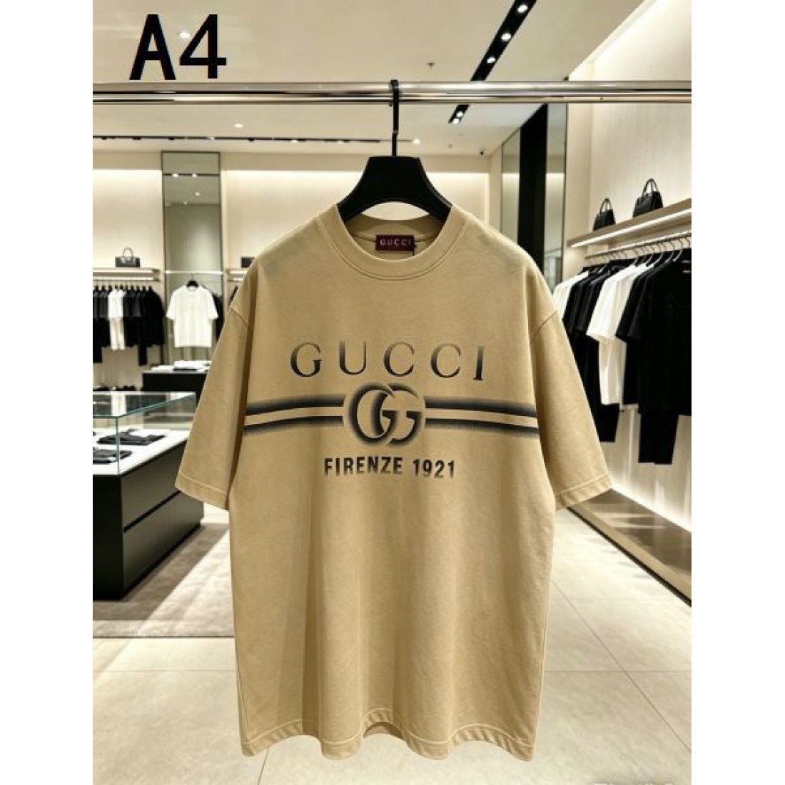半袖Tシャツ GUCCI グッチ コピー ロゴプリント ダブルG ラインデザイン クルーネック カジュアルトップス