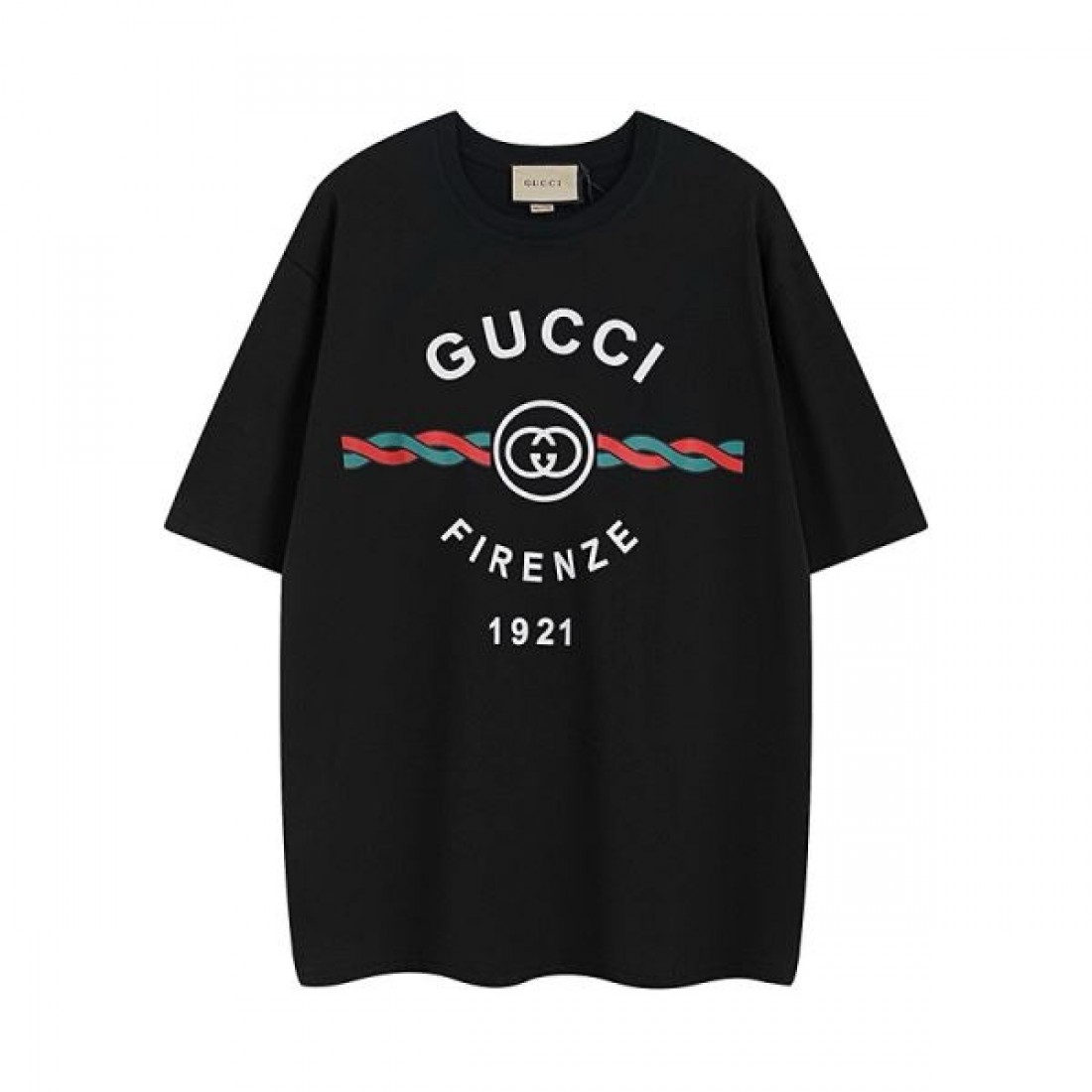 半袖Tシャツ GUCCI グッチ コピー ロゴプリント ダブルG レッドグリーンライン クルーネック