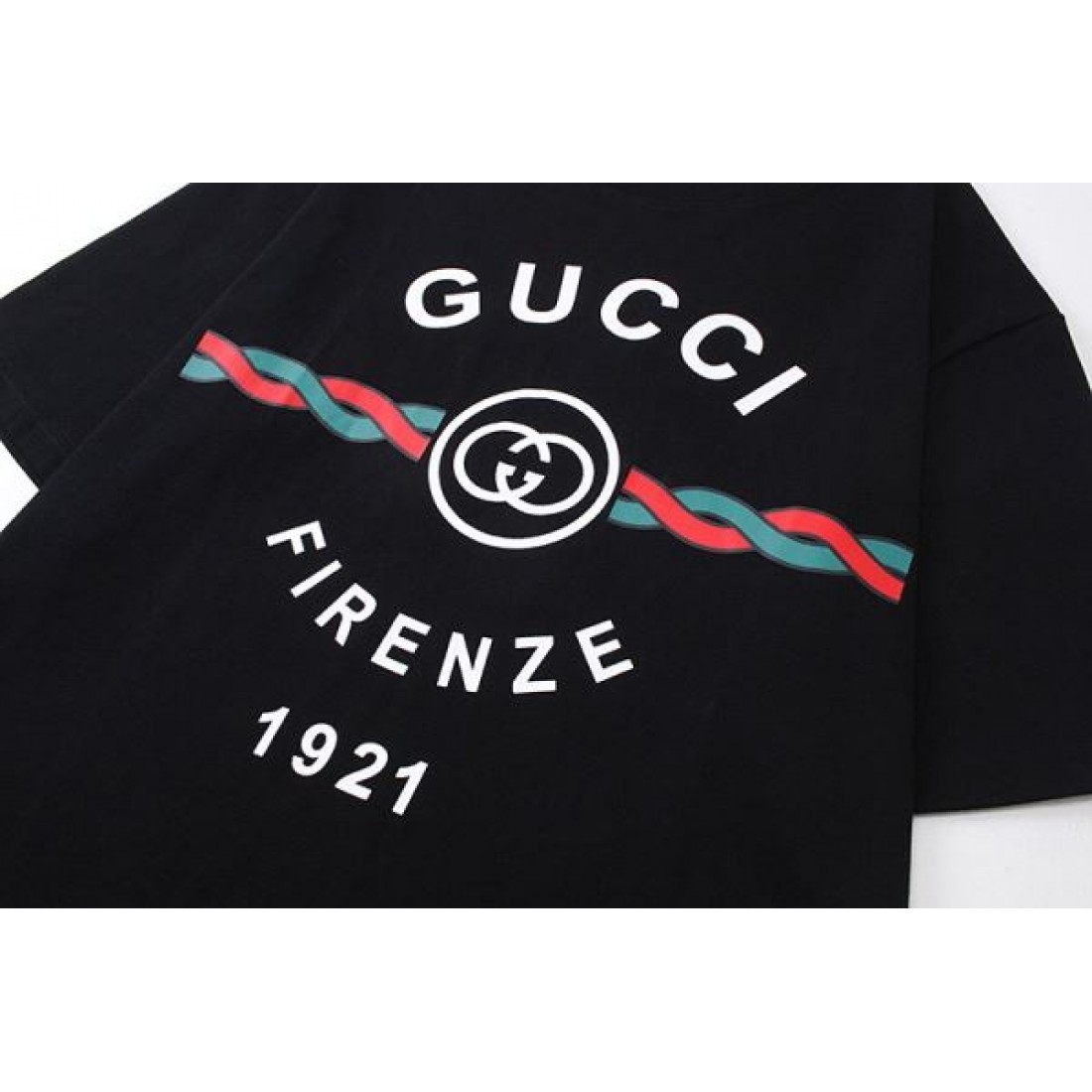 半袖Tシャツ GUCCI グッチ コピー ロゴプリント ダブルG レッドグリーンライン クルーネック