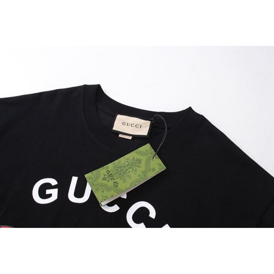 半袖Tシャツ GUCCI グッチ コピー ロゴプリント ダブルG レッドグリーンライン クルーネック