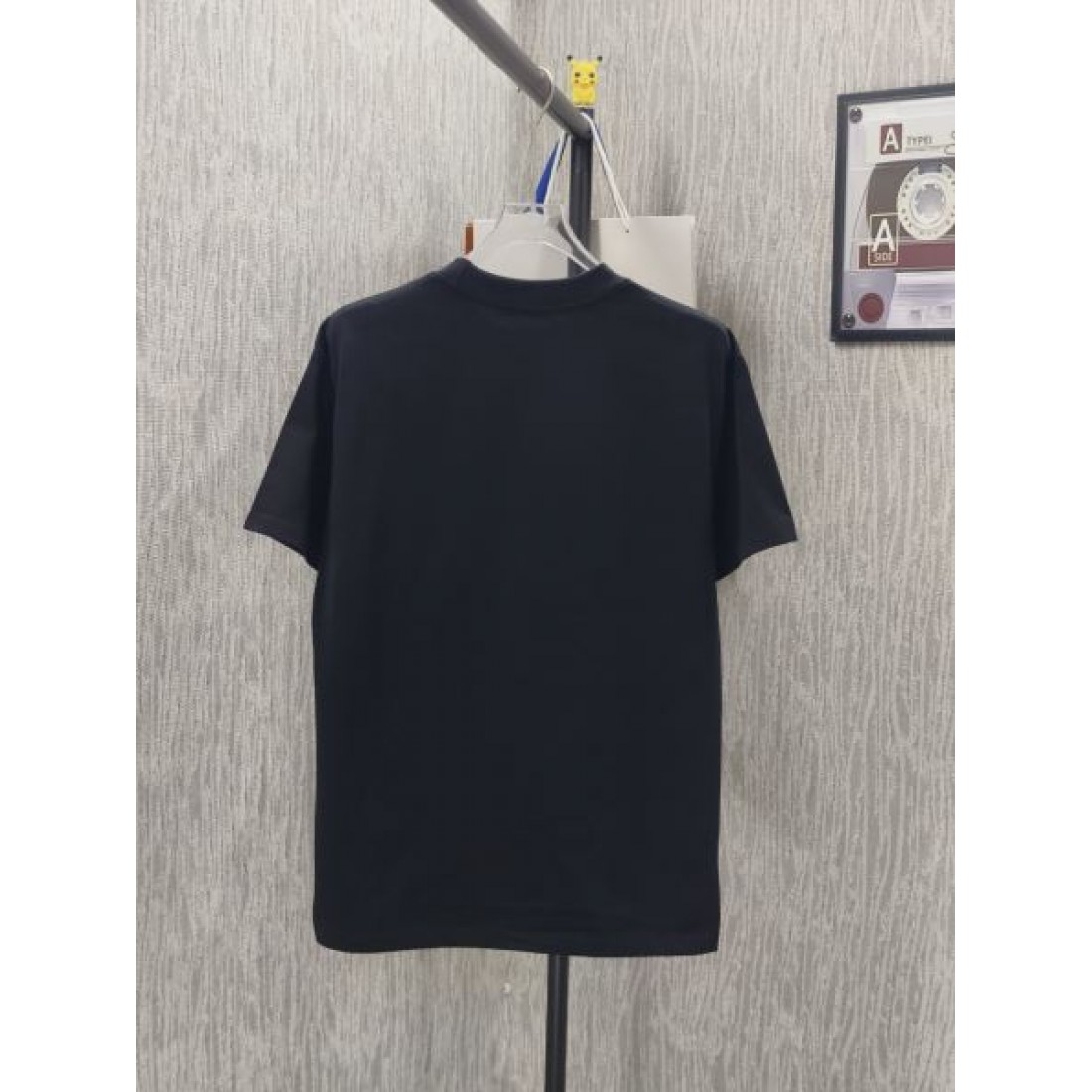 ブラック 半袖Tシャツ HERMÈS エルメス コピー ホース刺繍 アンカーモチーフ クルーネック